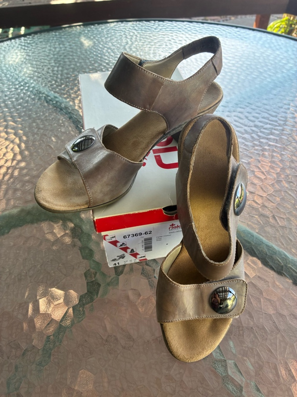 Rieker Leather Slingback Sandals in Taupe size 41